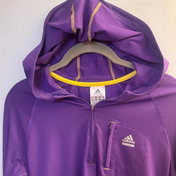 Adidas Techfit Climalite 1/4 Zip Running Hoodie - Purple/Yellow - Women’s Medium - Picture 2 of 9
